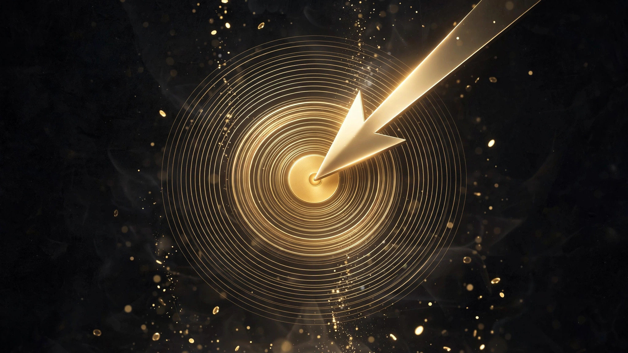 Abstract golden target and cursor artwork symbolizing precision PPC advertising