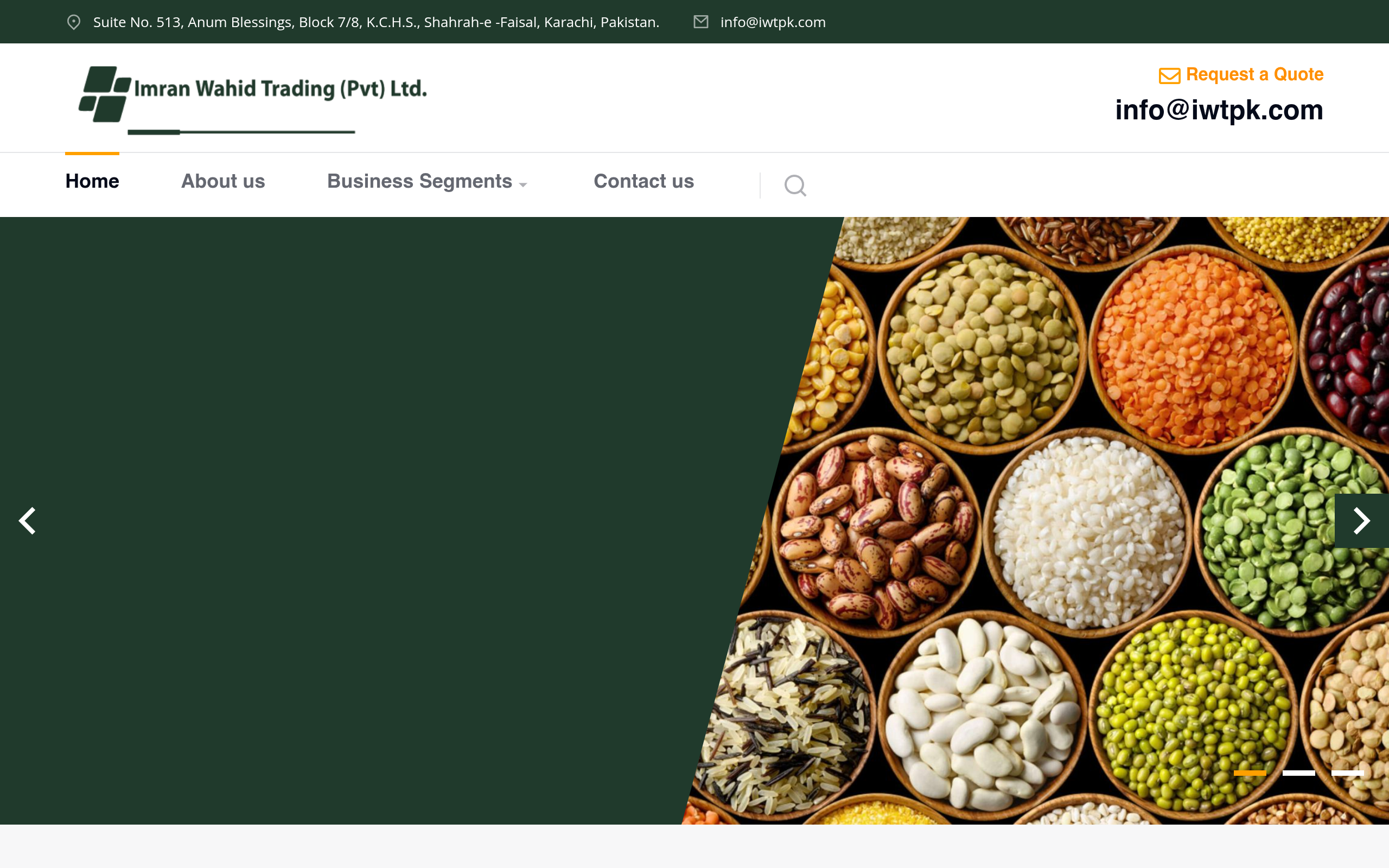 Imran Wahid Trading homepage — corporate B2B trading website designed by Tayr Digital