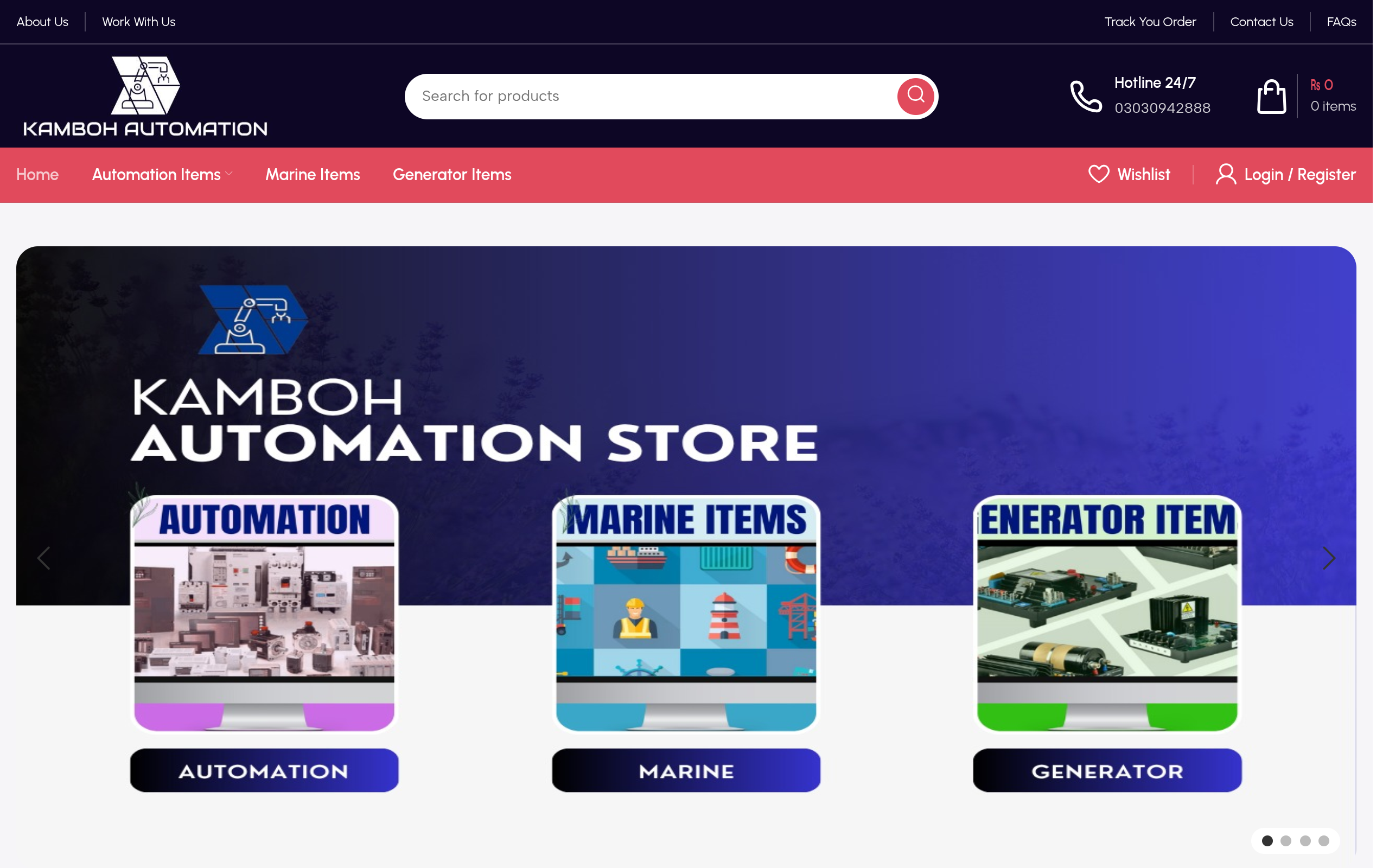 Kamboh Automation online store homepage — industrial automation e-commerce website developed by Tayr Digital